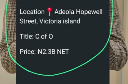 For Sale commercial Building Formally used by a Bank at Adeola Hopewell street victoria Island
