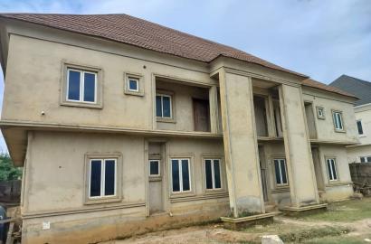 SUPER DISTRESS @ JAHI  Solidly built 2 units of 5 bedrooms semi detached duplexes Advance finished, almost completed.