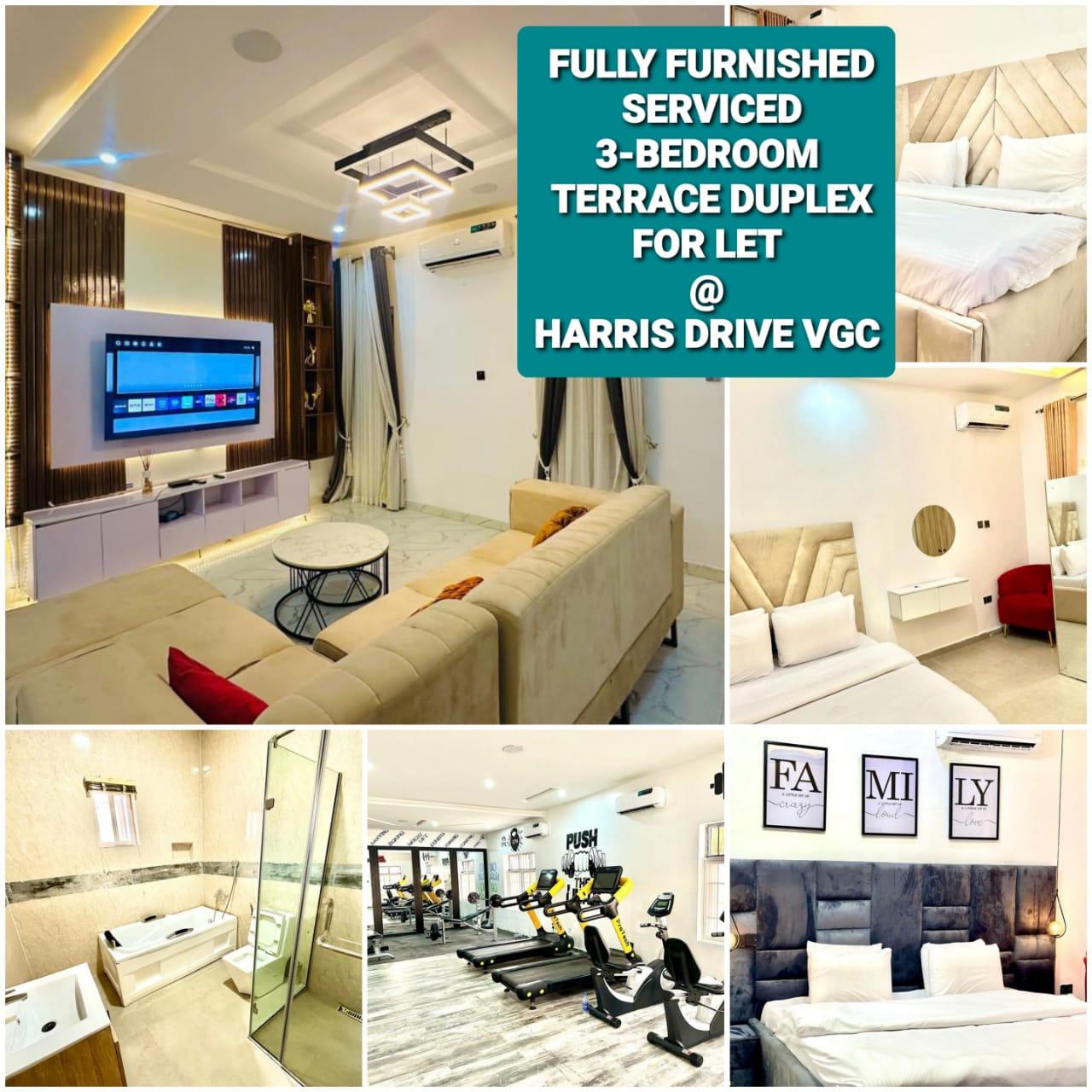 LETTING  LUXURY FULLY FURNISHED, SERVICED 3BEDROOM TERRACE DUPLEX